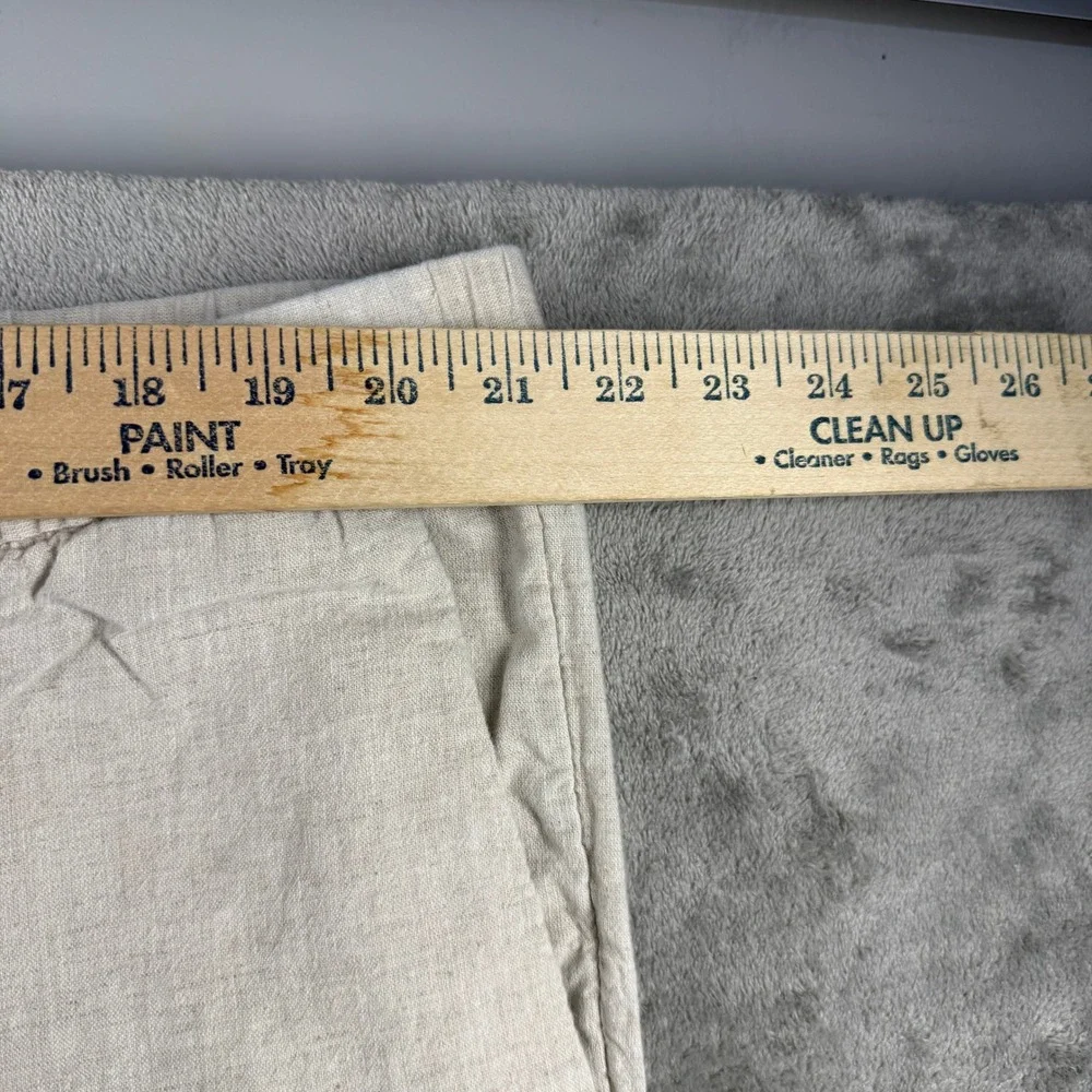 H&M Regular Fit Linen Blend Drawstring Pants Oatmeal Beige Womens XXL